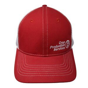 Crop Production Services Parma ID Strapback Trucker Hat Red OS Mesh Back Vie